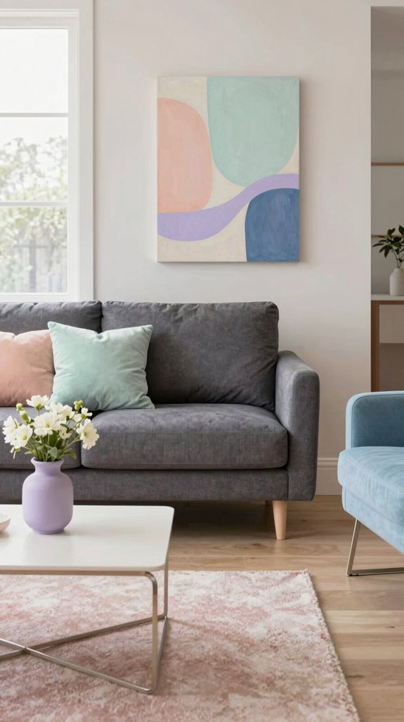 soft pastel sofa accents