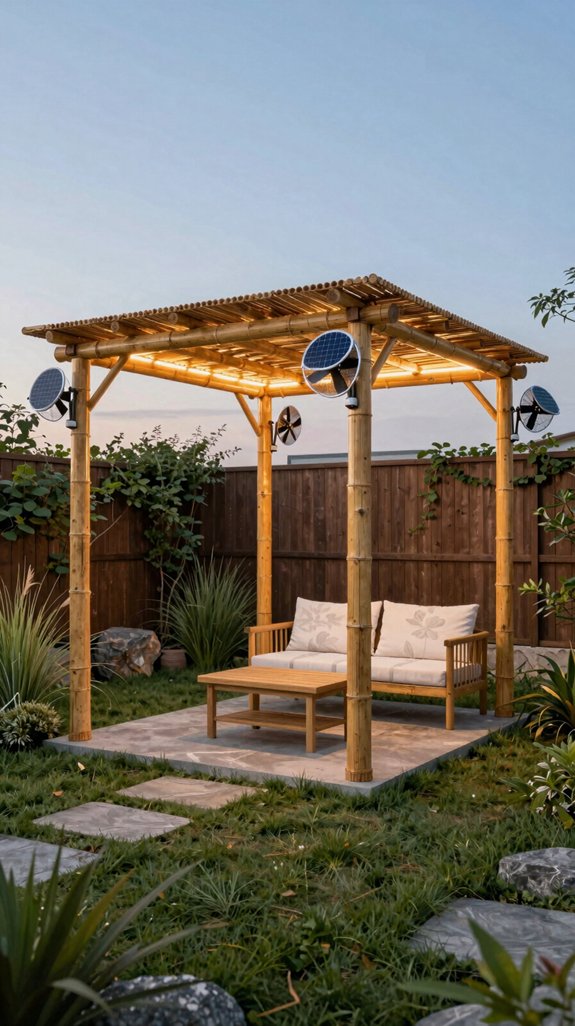 solar powered bamboo pergola
