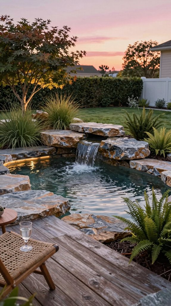 19 House Backyard Ideas for a Beautiful Outdoor Living Space 12 solar powered water feature