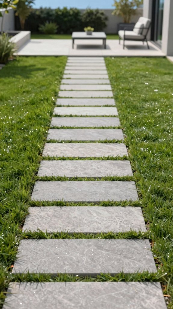 stone pavers blend turf