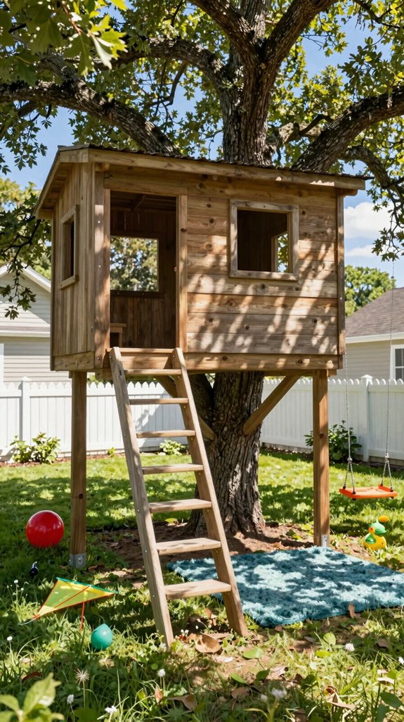 21 Kids Backyard Ideas for Fun Outdoor Play Areas 11 sturdy low profile treehouse platform