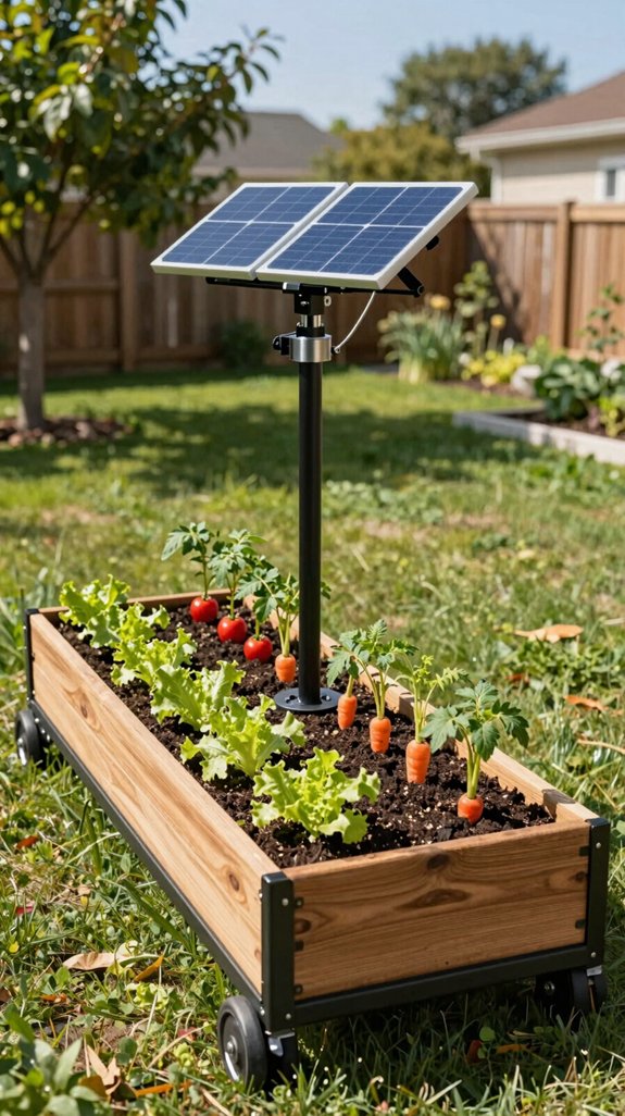 sun tracking rotating garden bed