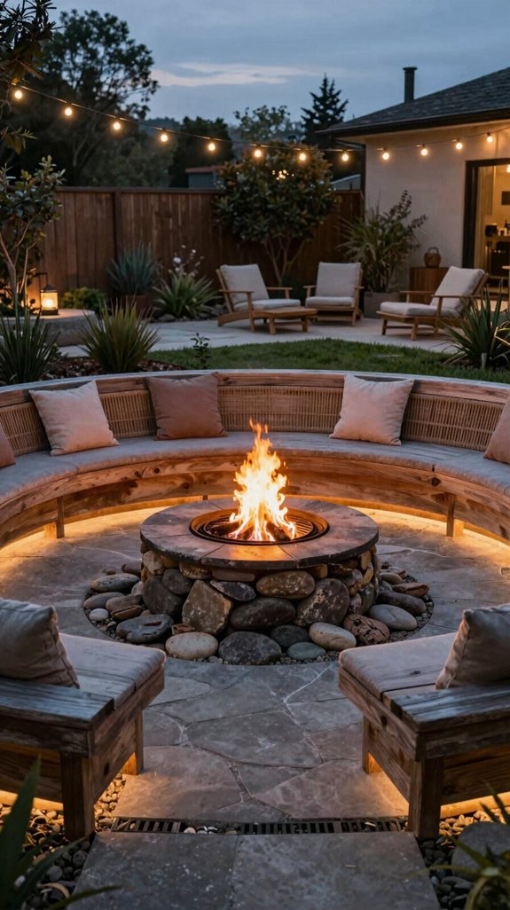 terraced fire pit gathering