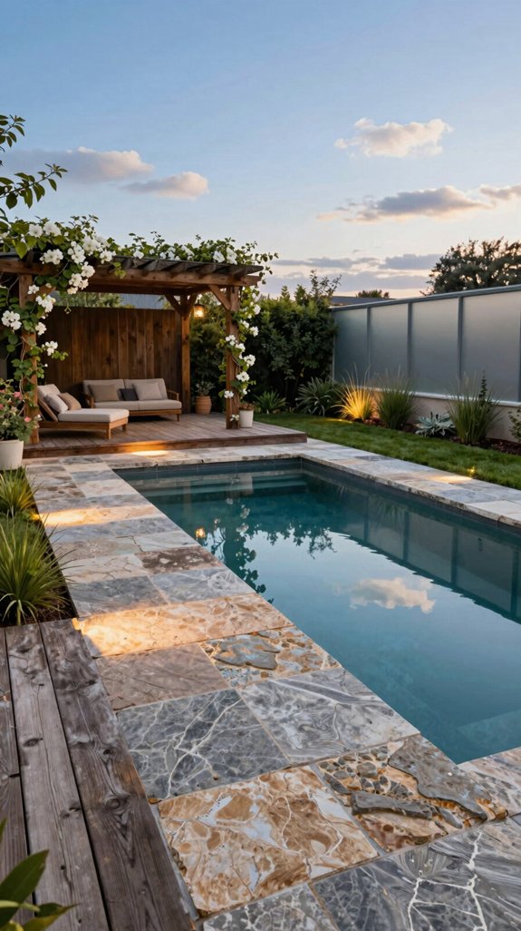 textured stone pool deck