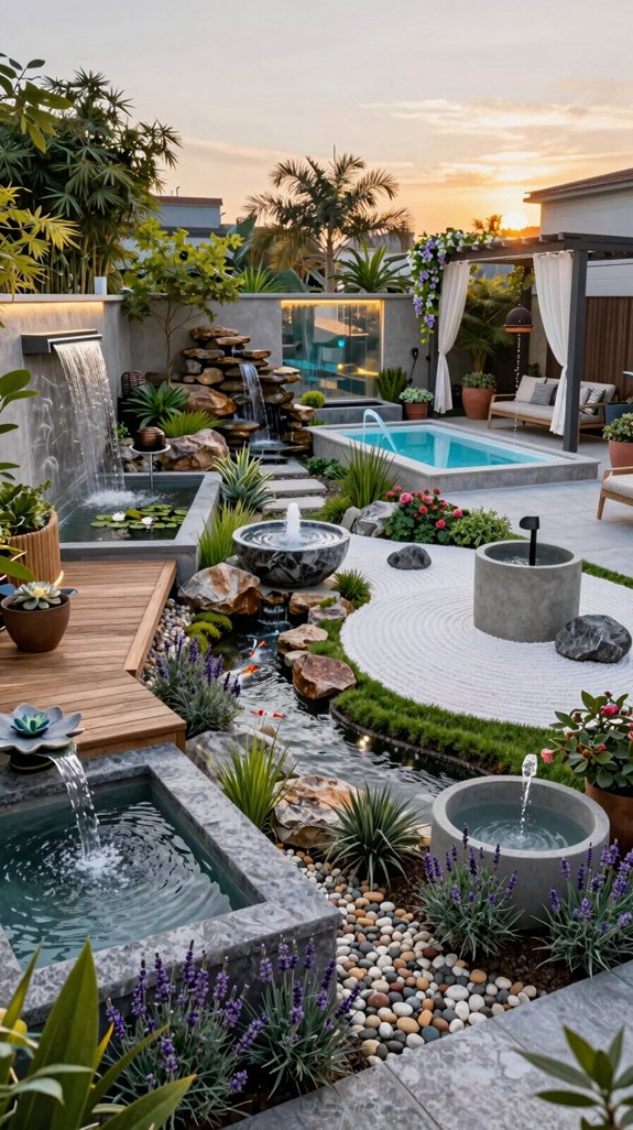 tranquil backyard water features