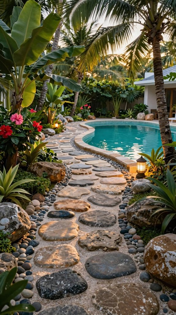 tropical slip resistant stone pathway