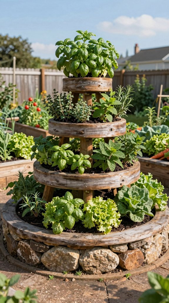 vertical herb spiral planting