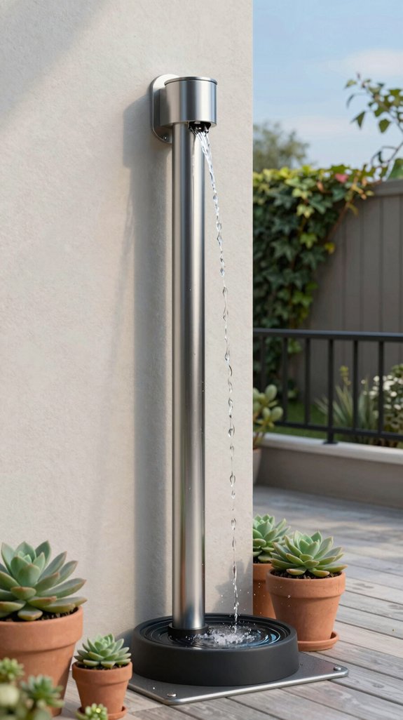 vertical reclaimed steel water fountain