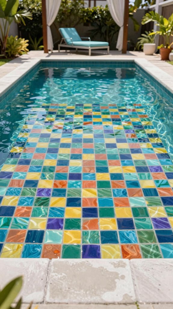 vibrant mosaic pool floor