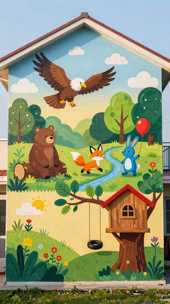 vibrant weather proof backyard mural