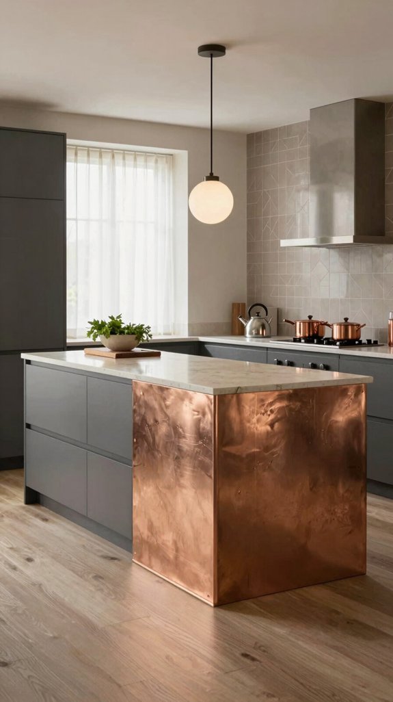 warm copper kitchen contrasts