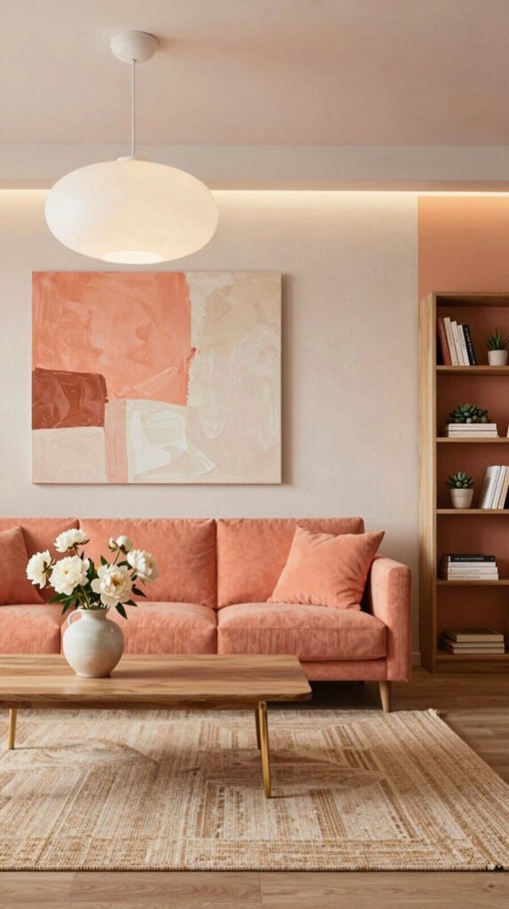 warm coral peach interiors