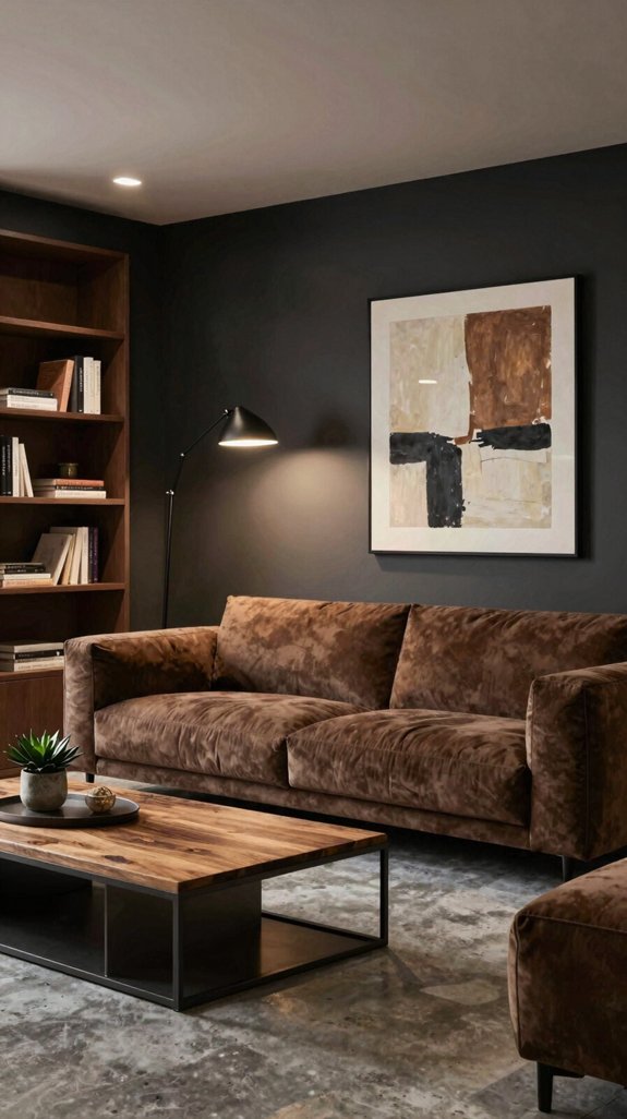 warm earthy browns soften charcoal