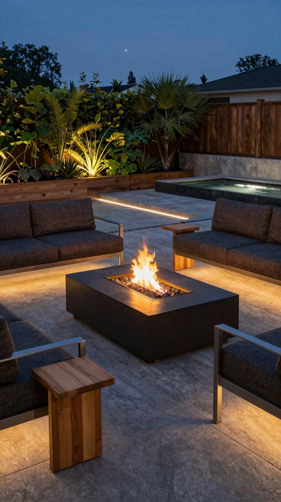 21 Backyard Patio Design Layout Ideas for Functional Spaces 8 warm fire pit seating layout
