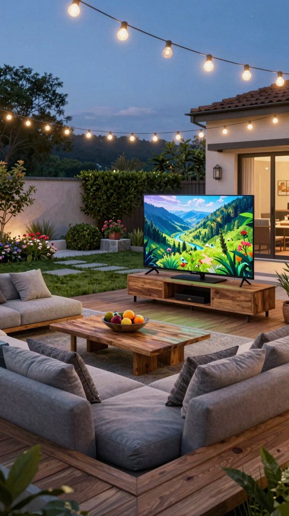 19 House Backyard Ideas for a Beautiful Outdoor Living Space 18 weather sealed solar powered tv