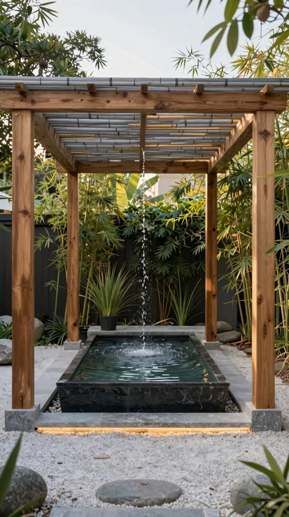 zen pergola water feature