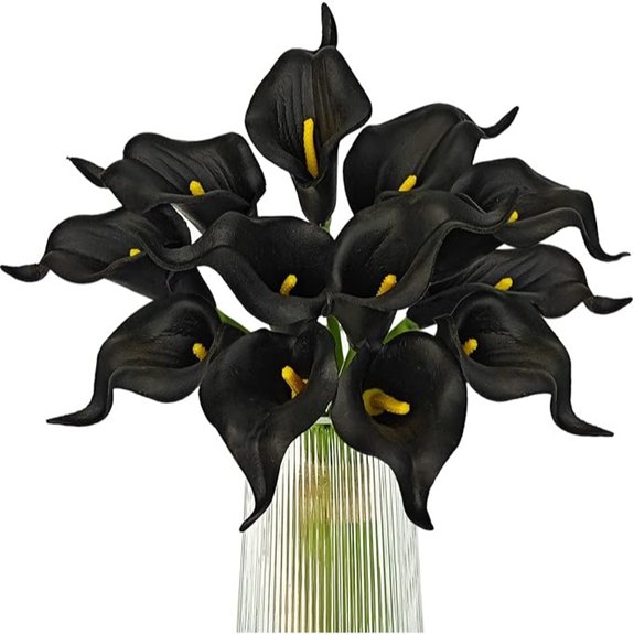 black artificial lily flowers
