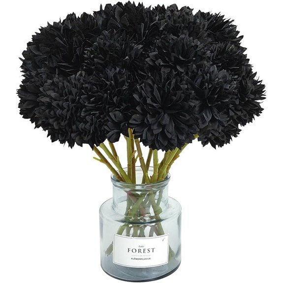 black faux chrysanthemum bouquet