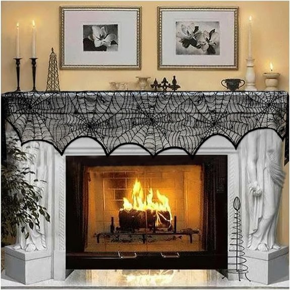 20 Best Halloween Indoor Decorations That'll Spook Even the Scariest Ghosts 6 black lace spiderweb mantle
