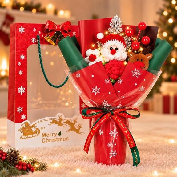 christmas crochet flower bouquet