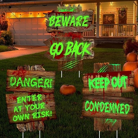 halloween yard warning signs