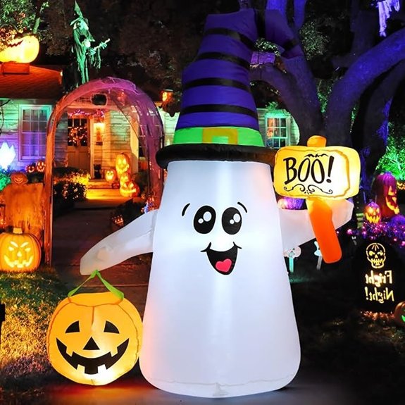 inflatable ghost with pumpkin