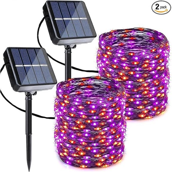 orange purple halloween lights