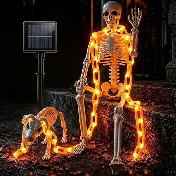 skeleton and dog decorations