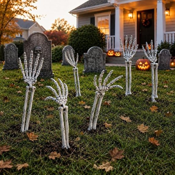 20 Best Halloween Yard Stakes That'll Spook Your Neighbors for All the Right Reasons 13 skeleton arm stakes