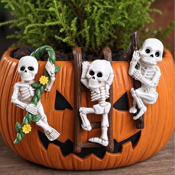 skeleton skull plant decor
